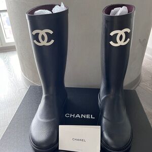Chanel Black Rain Boots